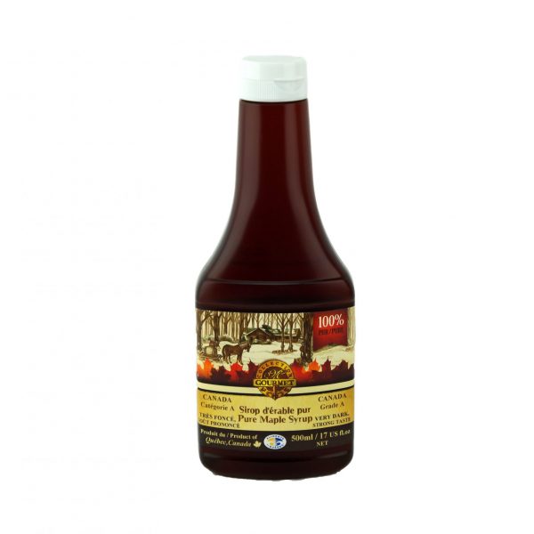 ピュアメープルシロップ500ml-非常に濃い、強い味-絞りやすいボトル
